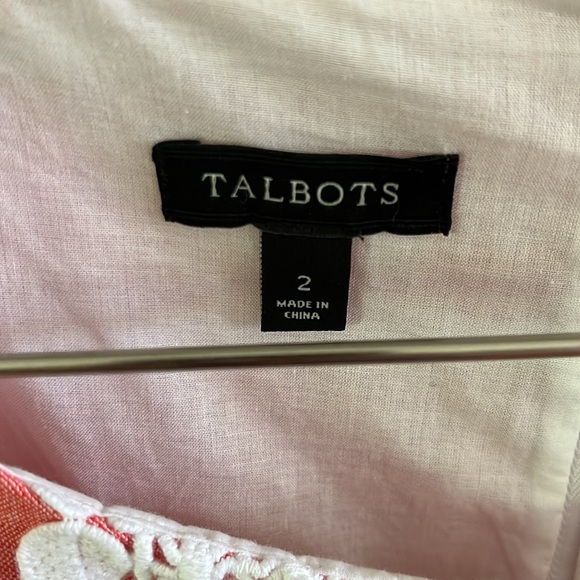 Talbots Coral Striped Linen Blend Shift Dress Pockets 2 - Picture 3 of 15